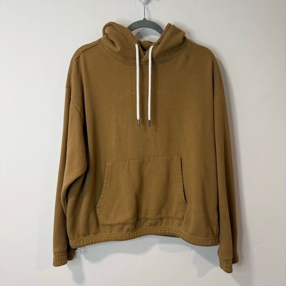 The North Face Women's Rogue Hoodie Sweatshirt Tan Brown Large Chest Logo Crop - Picture 1 of 11